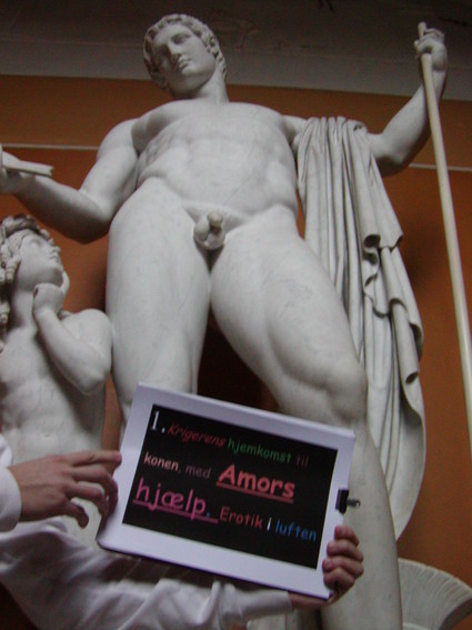 Krigerens hjemkomst til konen, med Amors hjælp. Erotik i luften