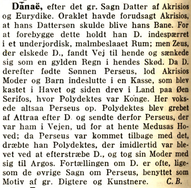 "Danaë", Salomonsens Konversations Leksikon